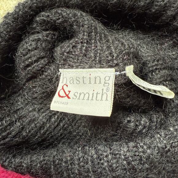 VTG 90s Mohair Wool Blend Knit Sweater S Abstract Art Stripe Rainbow Turtle Neck - Picture 2 of 7